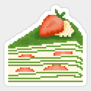 Matcha Strawberry Crepe cake Sticker